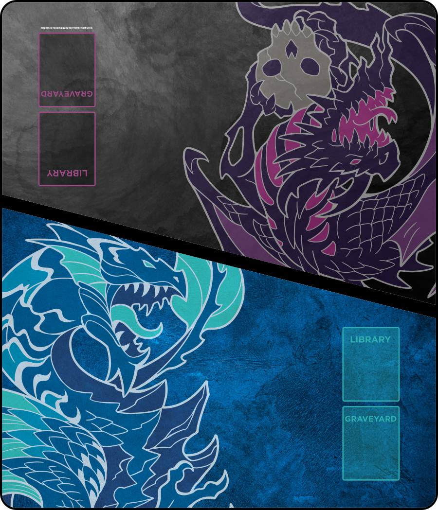 Black Blue Dragon - Two-Player XL Playmat Magic Compatible